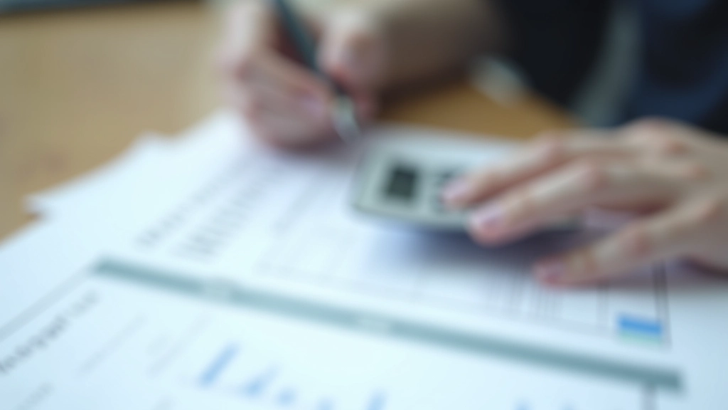 Taschenrechner und Stift liegen auf einem Finanzformular mit handschriftlichen Notizen zu Kostenberechnungen