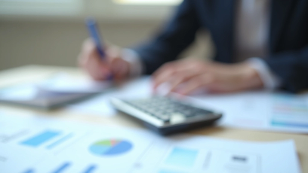 Taschenrechner und Stift auf Finanzberichten mit Gebührenaufschlüsselung