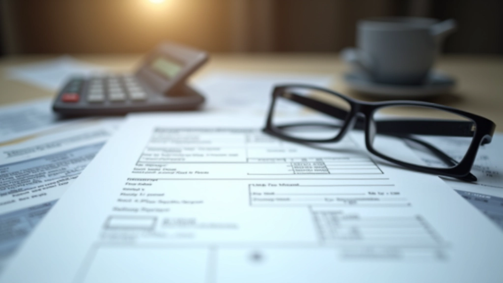 Steuererklärungsformular mit Notizen und Taschenrechner auf einem Schreibtisch