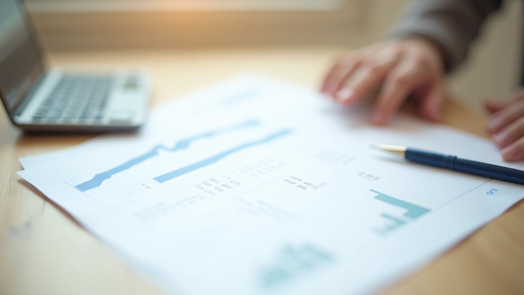 Papier mit Grafiken und Tabellen für den Broker-Vergleich neben Taschenrechner und Stift